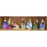Seven Royal Doulton figurines:  Hilary HN2335; Melanie HN2271; Grace HN2318; Adrienne HN1963;