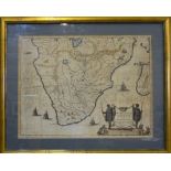 A 17th century Dutch map engraving of Southern Africa after Jan Jansson 'Aethiopia Interior vel