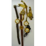 Six various ladies' vintage 9ct gold wristwatches (all a/f)