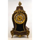 A 19th century French Rococo Revival boulle mantle clock with gilt mounts and dial with enamel