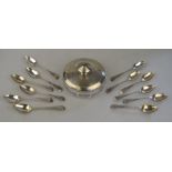 A harlequin set of twelve George III bright-cut teaspoons, various makers and dates,