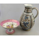 A Dresden porcelain comport, rose pompadour ground,