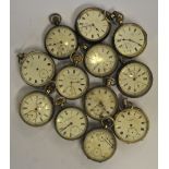 Twelve various silver pocket watches with top-wind movements (all a/f)