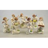 A seven piece Capodimonte cherub band, 11 cm h. (7) Condition Report Concertina player - broken