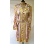 A Christian Dior Coordonnes shell pink and pale yellow silk shirt dress with belt, overall