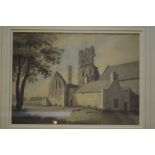 Hubert Cornish (1757-1832) - 'Kildare Cathedral and round tower, County Kildare', watercolour, 16