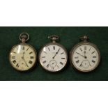 A late Victorian silver open-faced pocket watch with key-wind lever movement by E.