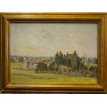 Charles Ernest Cundall (1890-1971) - Landscape with buildings, oil on canvas, 29 x 42 cm, Jerram