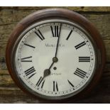 A 19th century mahogany wall clock with 8-day fusee movement and enamel dial inscribed for Maple &