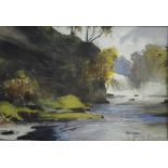 Geo Gibb - Four various landscapes - Bonnington Falls, Dee Valley etc, watercolour,