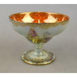 A Wedgwood lustre stemmed bowl by Daisy Makeig-Jones, the opalescent exterior decorated with