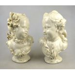 A pair of Nymphenburg blanc de chine porcelain busts, 27 cm h. (2) Condition Report Both good