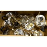 A Walker & Hall epns three-piece tea service with gadrooned rims, to/w a four-piece coffee service,