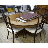 A Victorian mahogany breakfast/centre table, the circular top with plain frieze,