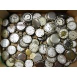 A selection of 70 various base-metal pocket watches - all a/f (box)