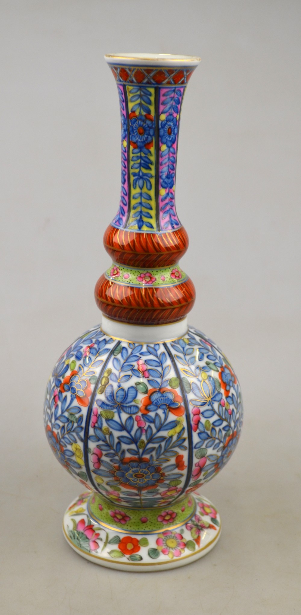 A Chinese gourd vase decorated in the 'Clobbered' style, 20th century, 28.5 cm Condition Report Good