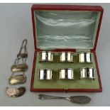A red morocco-cased set of six numbered napkin rings, George Unite, Birmingham 1921,