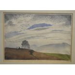 Hans Frank - Landscape, probably Austria or Hungary, woodcut in colours, pencil signed lower