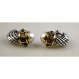 Yurman - a pair of contemporary designer silver and gilt metal horn of plenty style earrings having