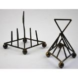 A pair of Victorian Arts & Crafts Hukin & Heath electroplated toast racks of angular form,