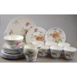 A Shelley tea service decorated with dahlias, pattern 2377 comprising 6 tea plates, 6 cups, 6