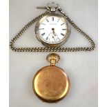 A late Victorian silver Waltham pocket watch with keywind lever movement, the case Birmingham 1897,