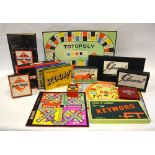 Vintage board games:  Totopoly, Keyword, Wembley, Scoop, Skudo, Cleudo, Monopoly,