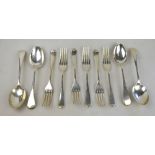 A set of six OEP dessert forks, Sheffield 1968 to/w four OEP dessert spoons, Birmingham 1901, 13.