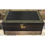 A jewel box containing a large quantity of vintage and later costume jewellery including beads,
