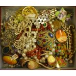 A large quantity of costume jewellery including beads, necklaces,