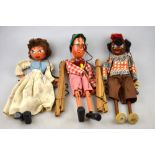 Three boxed Pelham puppets, Tyrolean boy and two girls (one black) Condition Report all good,