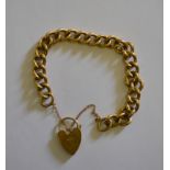 A 9ct yellow gold curb bracelet and padlock,