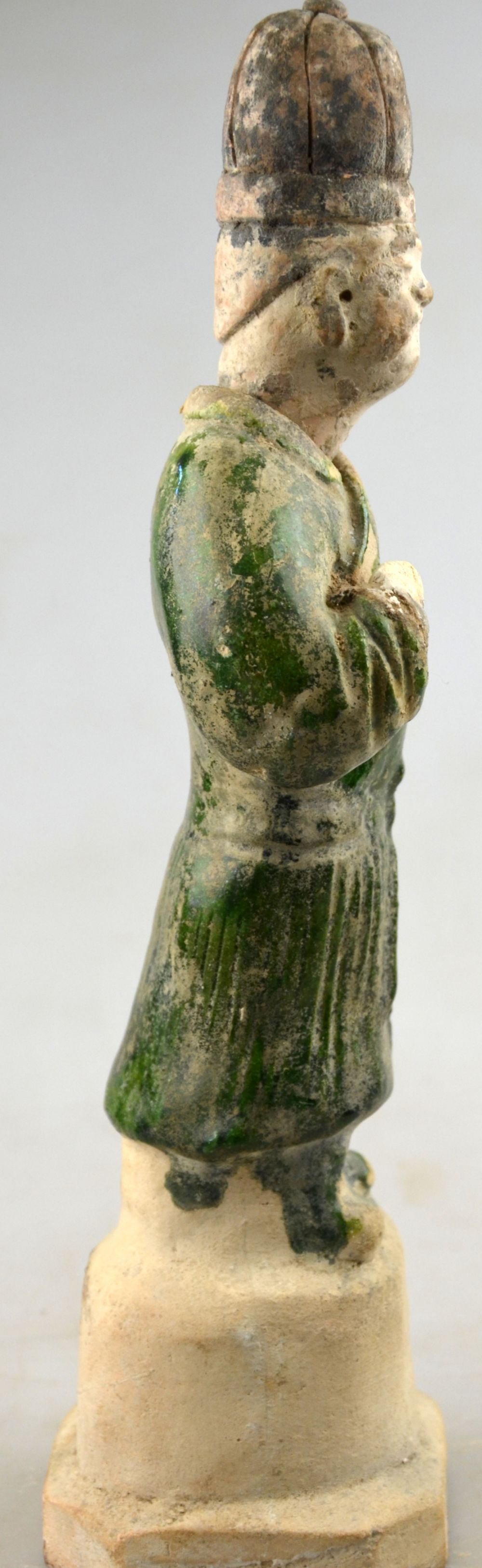 Chinese 10th century AD - a pottery funerary figure of a man wearing a green glazed robe, - Image 4 of 7