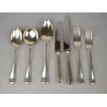 A quantity of electroplated Hanoverian rat-tail flatware and cutlery (box)