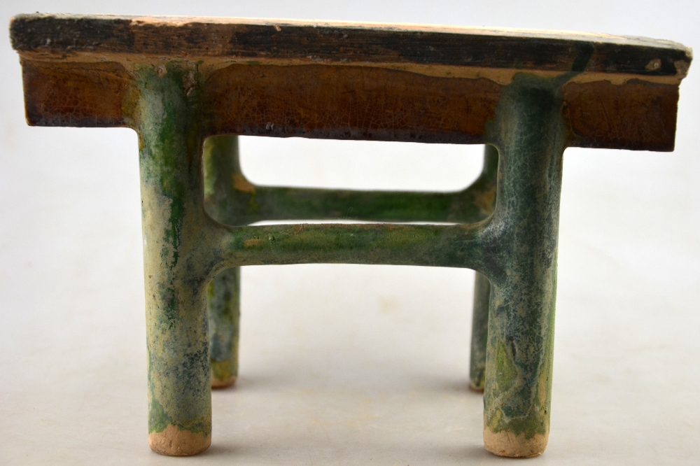 Chinese early Ming Dynasty - a pottery funerary rectangular table, Sancai glazed, 26 x 16. - Image 3 of 7