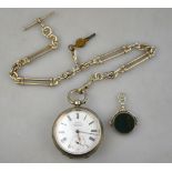 A late Victorian silver open-faced pocket watch with Swiss keywind movement,