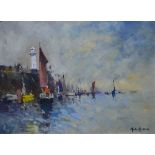 ** John Ambrose - 'Sailing home', oil on board, signed lower right,