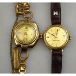 A lady's 9ct gold Hamilton 'Slender-matic' wristwatch, London 1969, with leather strap,