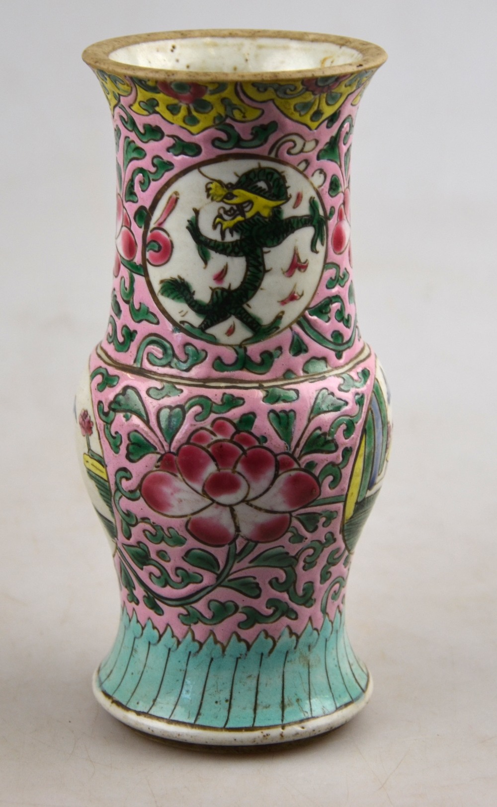 A Chinese Canton famille rose plate decorated with figures on a terrace, 25 cm dia. to/w a pair of - Image 8 of 14