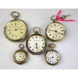 A Victorian silver pocket watch with key-wind lever and fusee movement, London 1883,