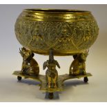 A heavy brass Indian jardiniere, late 19th/early 20th century,