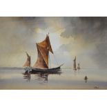 T Moore - Sailing boat, watercolour, signed lower right,