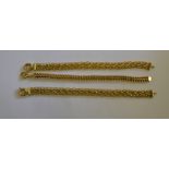 Three 9ct linked bracelets,