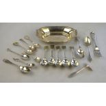 A US Gorham silver oblong bonbon dish, to/w a quantity of silver spoons and forks, 14.