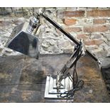 Silver plated angle-poise desk lamp with square shade