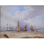 Thales Fielding (1793-1837) - Shipping off the coast, watercolour,