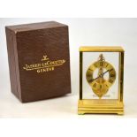 A Jaeger-le-Coultre small brass desk clock with 16 jewel miniature movement, no.564, 10.5 cm, in
