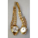 A lady's 9ct gold wristwatches with 17 jewel movement, on fancy-link 9ct bracelet strap,