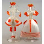 A pair of Murano glass figures in 18th century Venetian costume, 36.5 cm (2) Condition Report Female