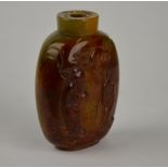 A Chinese agate snuff bottle carved with figures, 6 cm h.